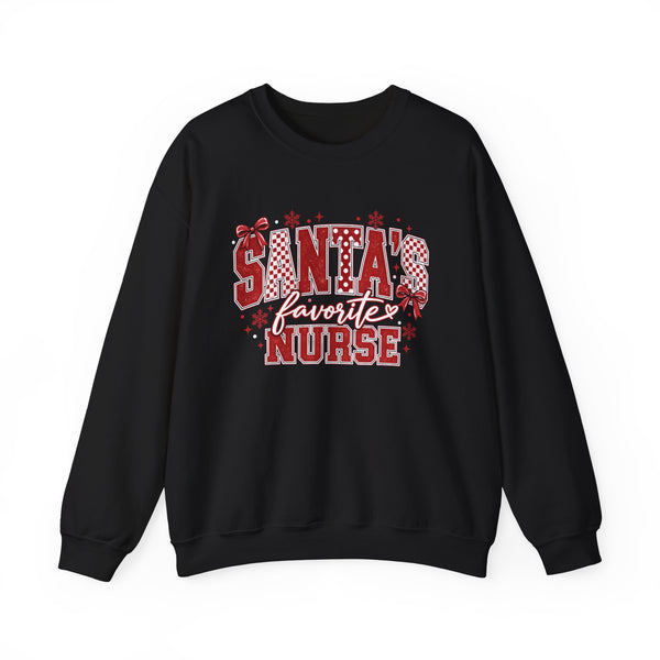 Santa's Favorite Nurse Sweatshirt — Christmas Stethoscope Heart Crewneck