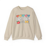 First day of school teacher sweatshirt with hearts, apple and smiley faces - view 3
