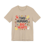 Tiny Humans Big Hearts Teacher Shirt in Tan