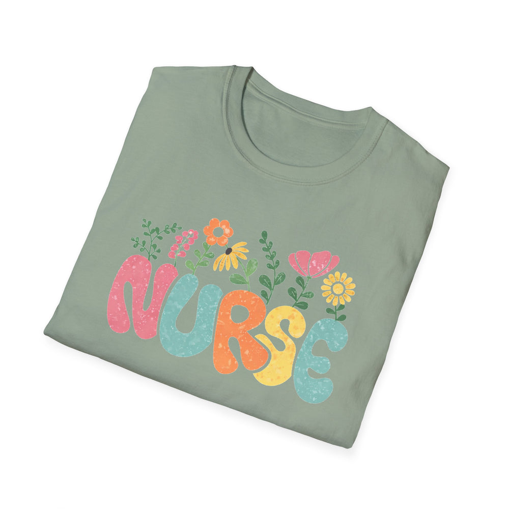 nurse floral graphic t-shirt cute nursing gift tee