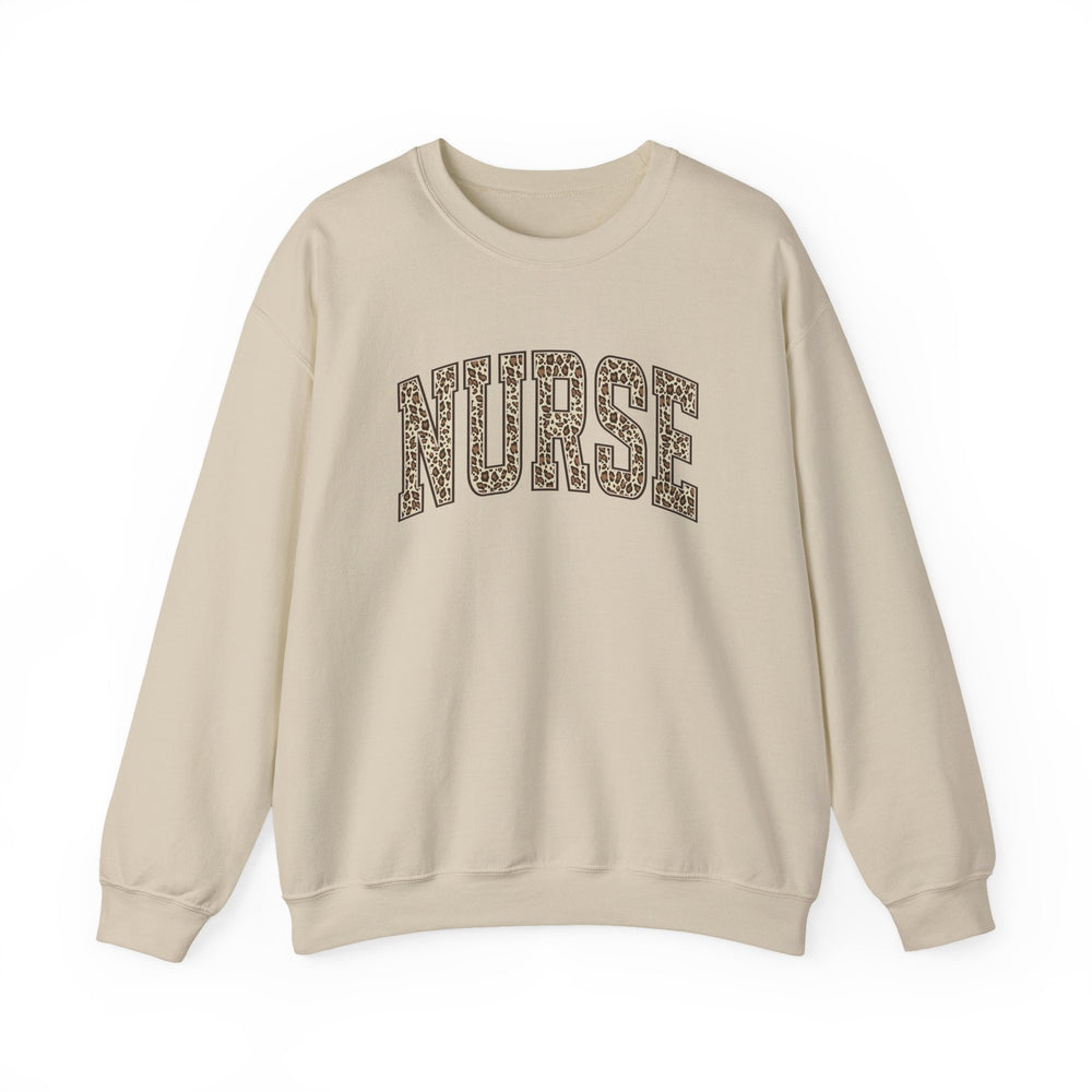 nurse leopard print block letter cream crewneck sweatshirt gift for women