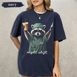 Night Shift Raccoon T-Shirt – Cute Nurse & Healthcare Worker Tee