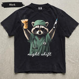 Night Shift Raccoon T-Shirt – Cute Nurse & Healthcare Worker Tee