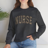 nurse leopard print block letter cream crewneck sweatshirt gift for women Black