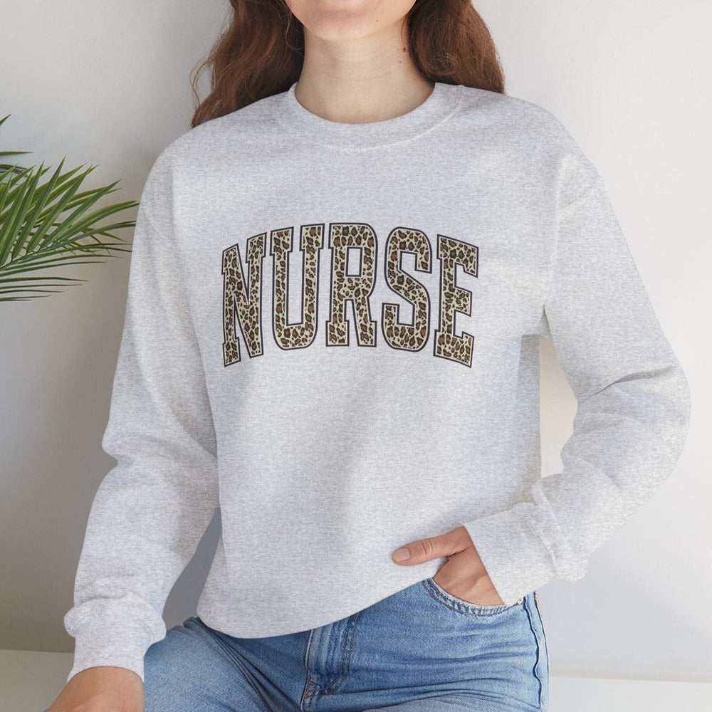 nurse leopard print block letter cream crewneck sweatshirt gift for women cream color