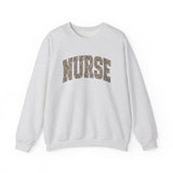 retro leopard nurse crewneck sweatshirt white nursing gift women