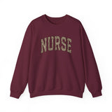 retro leopard nurse crewneck sweatshirt maroon nursing gift women