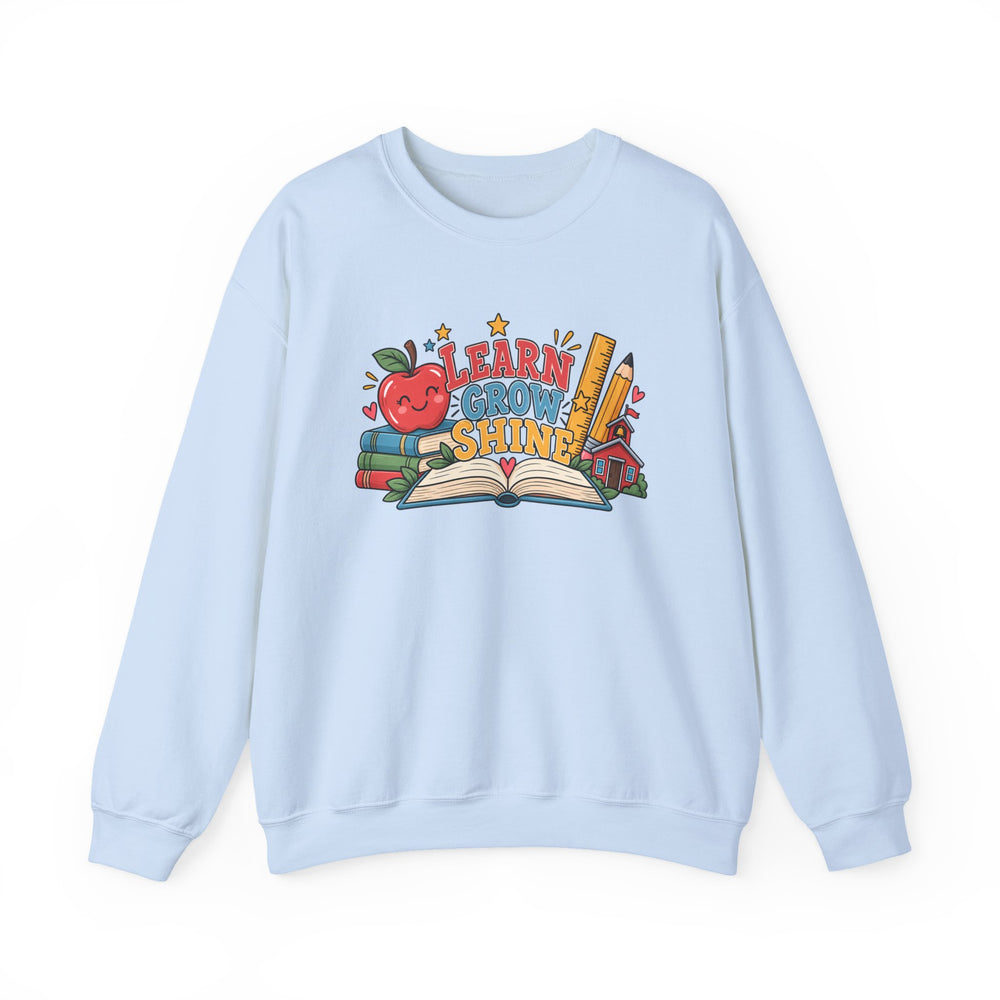 Learn Grow Shine sweatshirt with apple, books and schoolhouse graphic - view 5