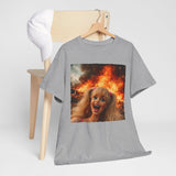 Vintage Doll Face with Fiery Explosion Meme T‑Shirt