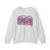 Retro Nurse Sweatshirt — Checkered NURSE Smiley Flower Crewneck