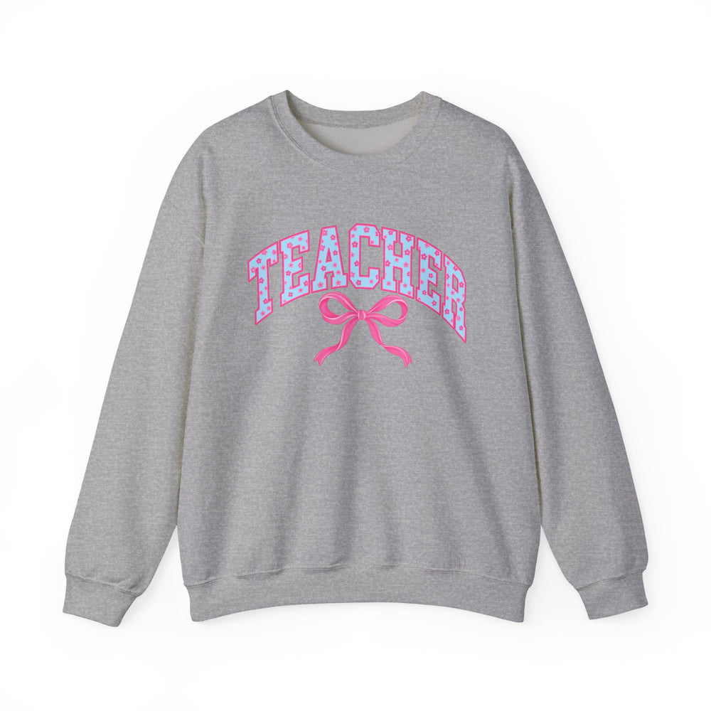 Booked and Busy teacher sweatshirt with bow-tied book stack - view 4