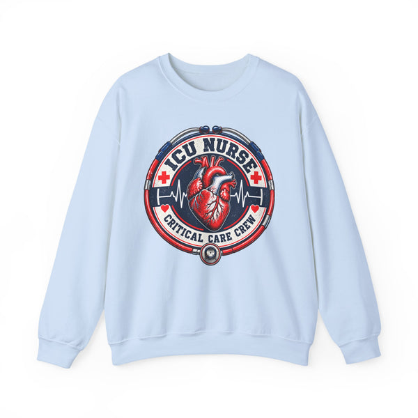 ICU Nurse Sweatshirt — Critical Care Crew Heart Crewneck
