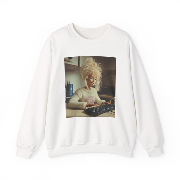 Barbie Sweatshirt — Retro Barbie at Keyboard Photo Print