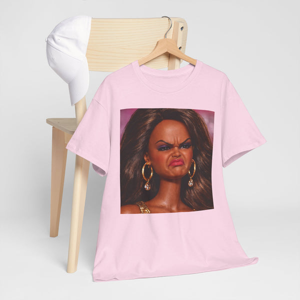 Funny Squinch Face Meme Tee in Light Pink