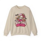 Skeleton Nurse Sweatshirt — Dead Tired Nurse Funny Halloween Crewneck