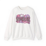 Retro Nurse Sweatshirt — Checkered NURSE Smiley Flower Crewneck