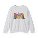 Learn Grow Shine sweatshirt with apple, books and schoolhouse graphic - view 2