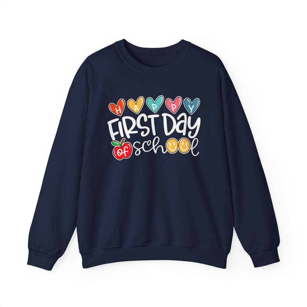 First day of school teacher sweatshirt with hearts, apple and smiley faces - view 5