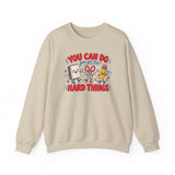 You Can Do Hard Things sweatshirt for teachers with notebook and pencil graphic - view 3