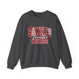 Santa's Favorite Nurse Sweatshirt — Christmas Stethoscope Heart Crewneck