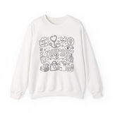 Cute Nurse Sweatshirt — Hand-Drawn Medical Doodle Crewneck