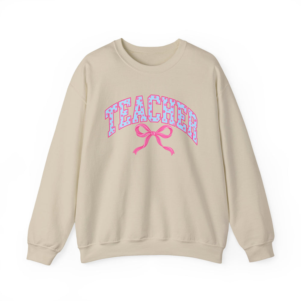 Booked and Busy teacher sweatshirt with bow-tied book stack - view 3
