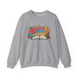 Learn Grow Shine sweatshirt with apple, books and schoolhouse graphic - view 4