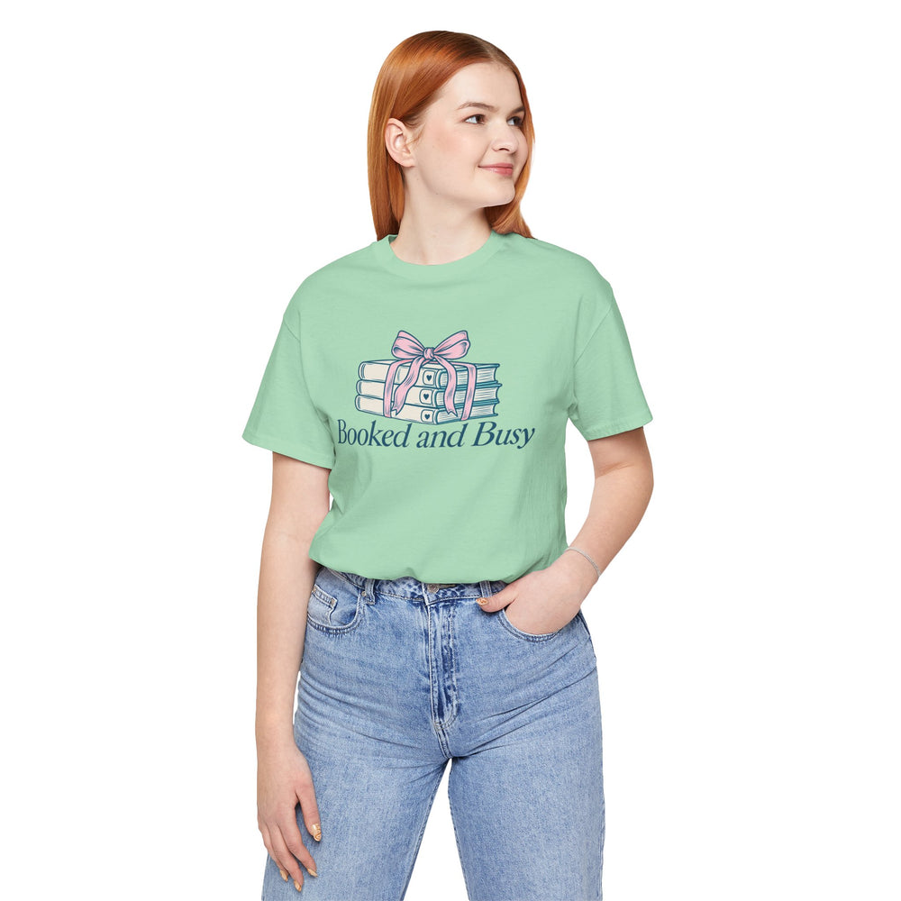 Booked and Busy teacher shirt graphic tee – image 5