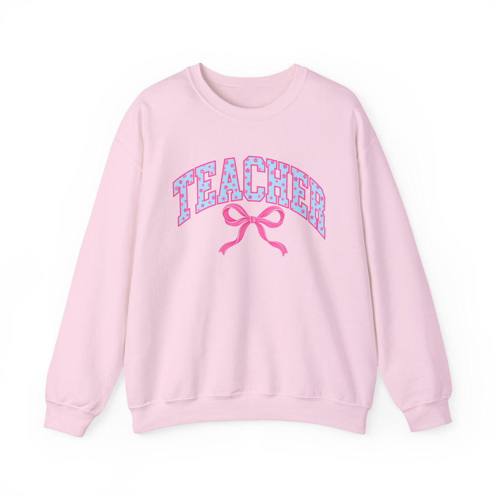 Booked and Busy teacher sweatshirt with bow-tied book stack - view 6