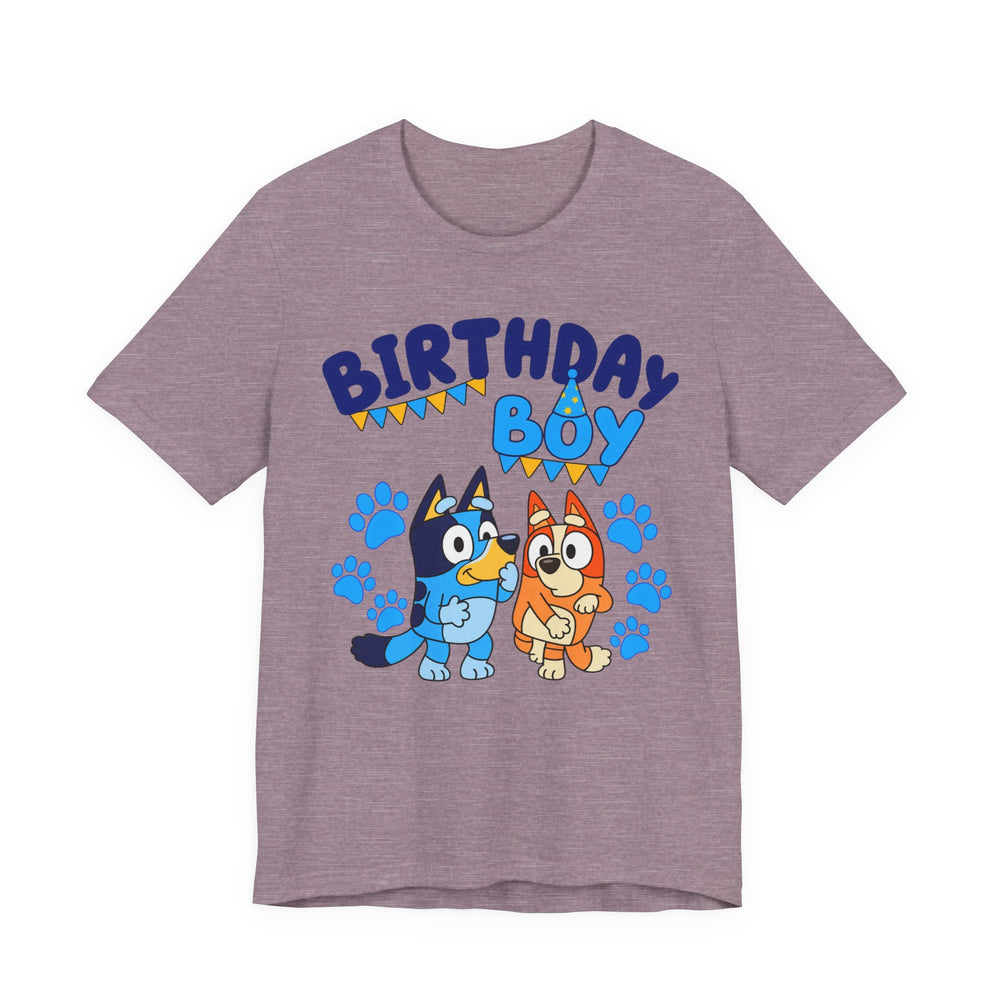 Adult Birthday Boy Shirt in Heather Purple