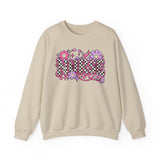 Retro Nurse Sweatshirt — Checkered NURSE Smiley Flower Crewneck