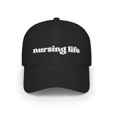 Nursing Life Cap — Embroidered Red Low-Profile Baseball Hat for Nurses