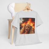 Vintage Doll Face with Fiery Explosion Meme T‑Shirt