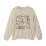 Cute Nurse Sweatshirt — Hand-Drawn Medical Doodle Crewneck