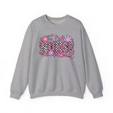 Retro Nurse Sweatshirt — Checkered NURSE Smiley Flower Crewneck