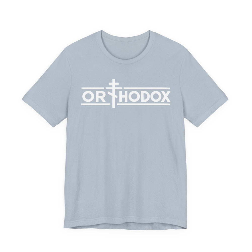 Orthodox Christian cross t-shirt in Light Blue by Peckwear