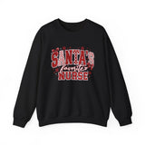 Santa's Favorite Nurse Sweatshirt — Christmas Stethoscope Heart Crewneck