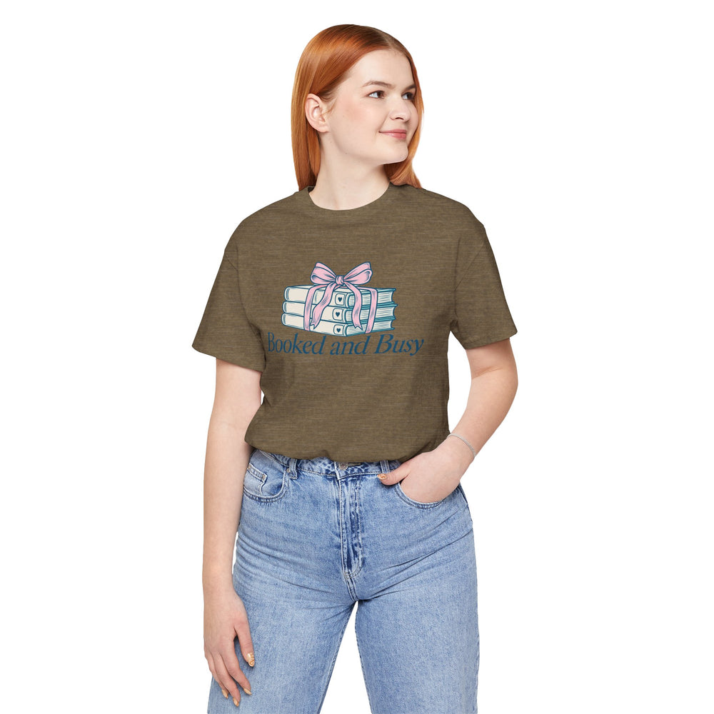 Booked and Busy teacher shirt graphic tee – image 4