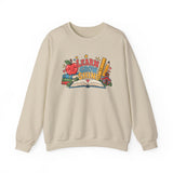 Learn Grow Shine sweatshirt with apple, books and schoolhouse graphic - view 3
