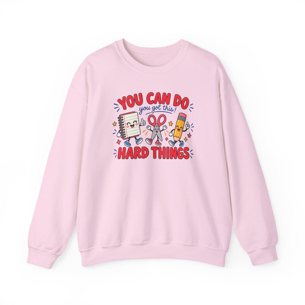 You Can Do Hard Things sweatshirt for teachers with notebook and pencil graphic - view 5