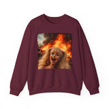 Burning Doll Face Meme Sweatshirt — Unhinged Sarcasm Crewneck