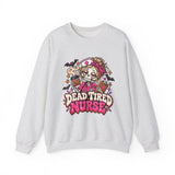 Skeleton Nurse Sweatshirt — Dead Tired Nurse Funny Halloween Crewneck