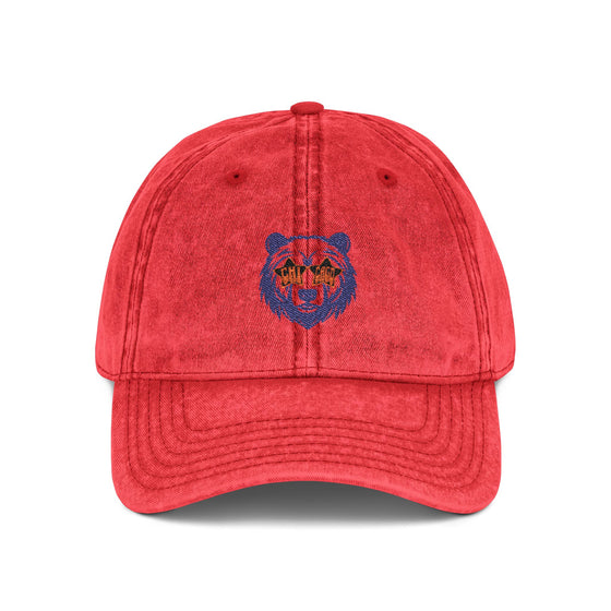 Vintage Embroidered Bear Cap in Red