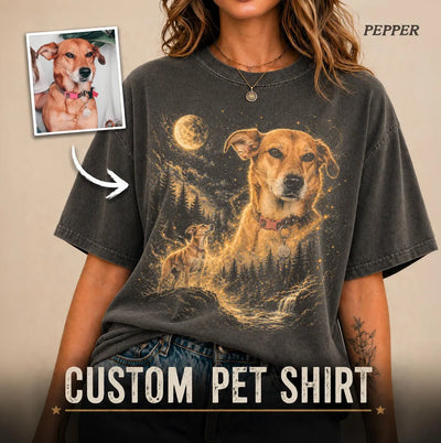 Custom Pet Photo Shirt – Personalized Dog Howling Moon T-Shirt