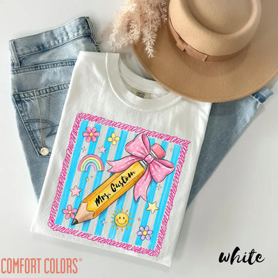 Comfort Colors® Personalized Teacher Shirt | Floral Coquette Tee