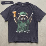 Night Shift Raccoon T-Shirt – Cute Nurse & Healthcare Worker Tee
