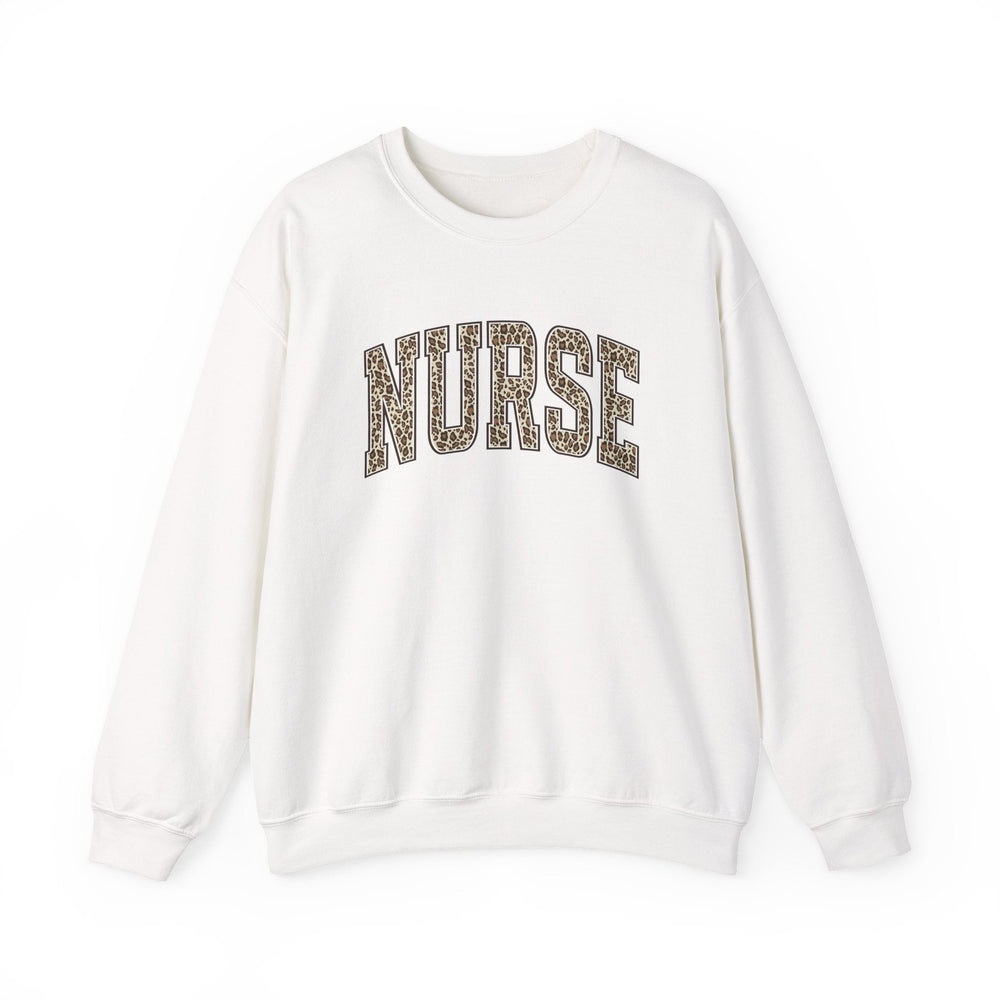 nurse leopard print block letter cream crewneck sweatshirt gift for women