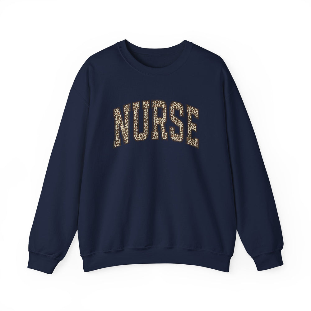 retro leopard nurse crewneck sweatshirt blue  nurse appreciation gift
